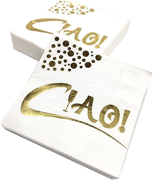 White And Gold Cocktail Napkins-3 Ply 5x5 Inches Disposable Gold Napkins Bulk-Unique Design For Wedding Napkins-Birthday Napkins-Party Napkins-Beverage Napkins-Bar Napkins.