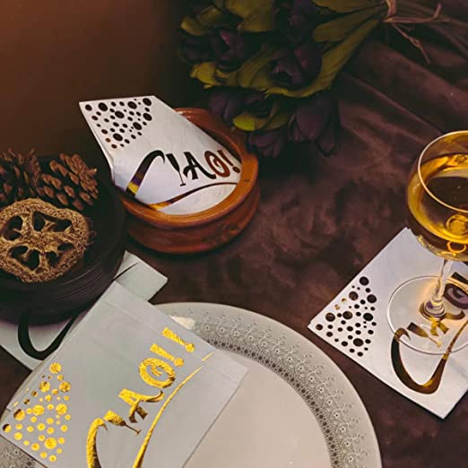 White And Gold Cocktail Napkins-3 Ply 5x5 Inches Disposable Gold Napki –  HERBAL LIVING